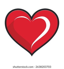 A sleek pop art style heart shape in bold red and white hues. This modern graphic design is perfect for creative projects, logos, and illustrations.