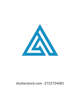 Sleek and professional abstract geometric logo in blue, meticulously crafted with clean lines forming a dynamic triangle shape and incorporating the initial letter A for various brand identities