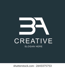 A sleek and professional BA monogram logo featuring clean lines and bold style, perfect for branding, business, or personal identity