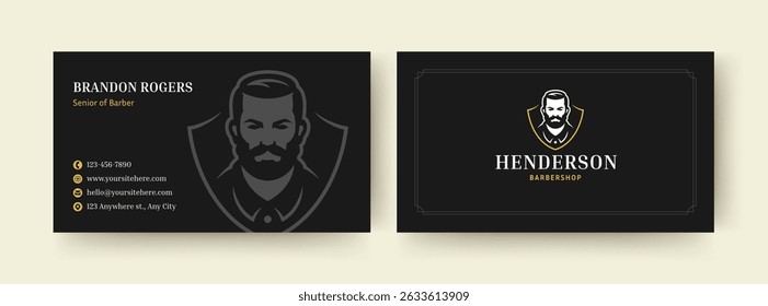 A sleek and professional barber business card template featuring a clean logo design and key contact details. Ideal for barbershop branding, business promotion, and print materials