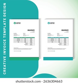 A sleek, professional invoice template suitable for businesses, freelancers, and agencies. This editable design comes in A4 size and includes sections for bill from to, item breakdown, and total.