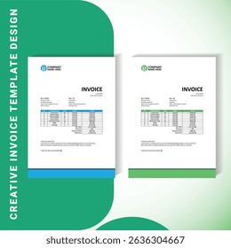 A sleek, professional invoice template suitable for businesses, freelancers, and agencies. This editable design comes in A4 size and includes sections for bill from to, item breakdown, and total.