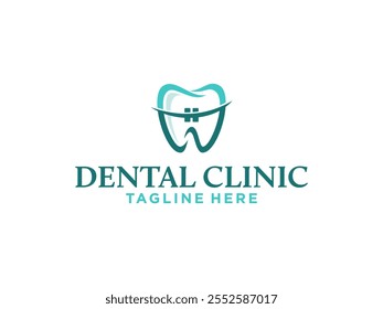 Um design de logotipo elegante e profissional com um dente estilizado, ideal para clínicas ortodônticas ou empresas de cuidados dentários. O projeto transmite confiança, experiência e foco na saúde bucal