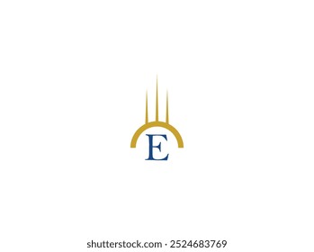 Um design de logotipo elegante e profissional que combina elementos arquitetônicos, como esquemas, linhas estruturais e ícones de edifícios, simbolizando precisão e inovação na construção. Este logotipo E 