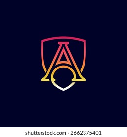 Un logotipo de escudo elegante y profesional con una letra estilizada 'A' en su núcleo. El arte lineal limpio y el gradiente sólido de naranja y rosa transmiten seguridad, confiabilidad e identidad corporativa moderna.