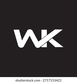 Un diseño de logotipo tipográfico elegante y profesional donde los caracteres "W" y "K" se fusionan en un solo elemento gráfico. La "W" presenta terminales redondeados en su lado izquierdo, en contraste con las líneas angulares y agudas de la "K". Esta estética limpia y de alto contraste es típica de la marca corporativa, las nuevas empresas tecnológicas o las marcas de identidad personales.