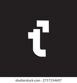 Un diseño de logotipo tipográfico elegante y profesional donde la letra "t" está construida con Formas audaces y en bloque. La parte superior de la letra está fragmentada en componentes geométricos separados, un cuadrado y un bloque en forma de L, que crean una sensación de movimiento ascendente o construcción digital. Esta estética de tecnología avanzada es muy adecuada para empresas de software, startups de datos o agencias creativas digitales.