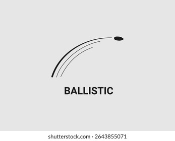 projétil elegante em voo com linhas curvas que indicam o seu percurso balístico