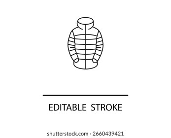 Jaqueta puffer elegante esboço para projetos de design de inverno, perfeito para marcas de moda e estilo de vida que precisam de gráficos de vestuário simples e modernos.