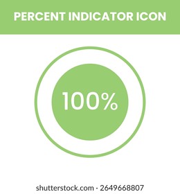 Um ícone de andamento radial elegante totalmente preenchido a 100%, representando o status concluído ou concluído. Perfeito para dashboards, análises, aplicativos móveis, relatórios e elementos modernos de UX UI que destacam o total com