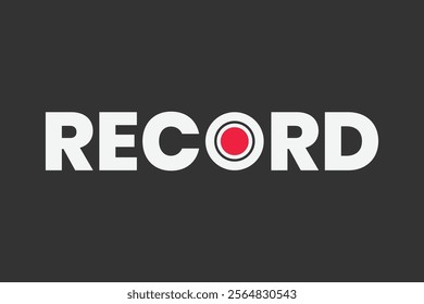 A sleek record logomark with an incorporated icon. Minimalistic, modern, and versatile, perfect for infographic, media, and technology branding with a dark background