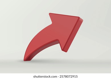 Sleek red 3D curved arrow pointing upward and to the right, symbolizing progress and direction