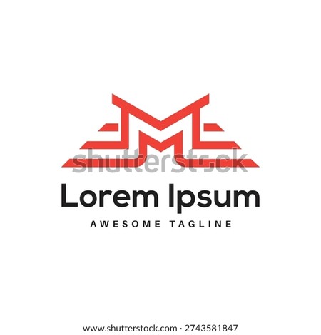 Sleek red abstract logo forming the letter M with geometric lines, suggesting innovation and business.