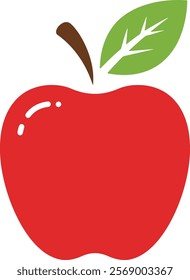 Sleek Red Apple Illustration Against a White Background