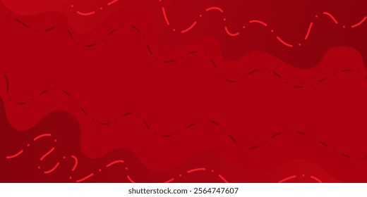 Sleek Red Flow Wave Like Shapes with Linear Details