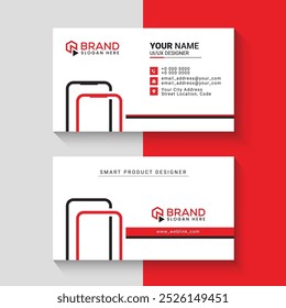 Sleek Red and White Professional Business Card
