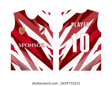 Sleek Red and White Sports Jersey Design Template with Sponsor Logos Player Number Ten