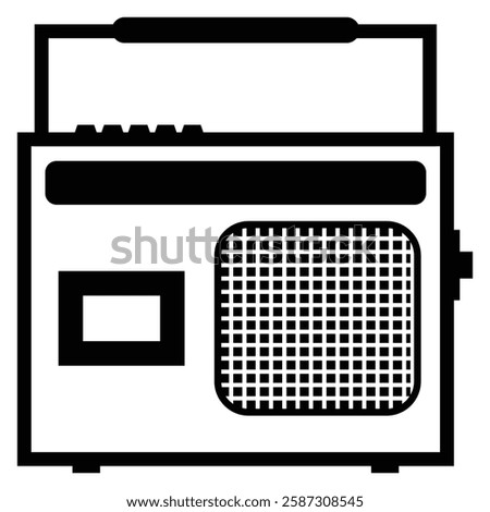 sleek retro cassette recorder icon. perfect for adding a touch of vintage charm to your designs, playlists, or social media aesthetics!