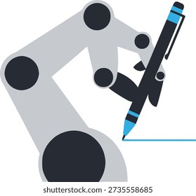 A sleek robotic arm drawing a smooth blue line, illustrating the concept of automated creativity and AI-driven design.