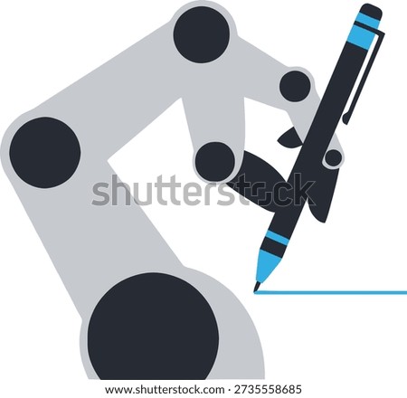 A sleek robotic arm drawing a smooth blue line, illustrating the concept of automated creativity and AI-driven design.