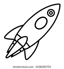 Sleek rocket outline icon in scalable vector format.