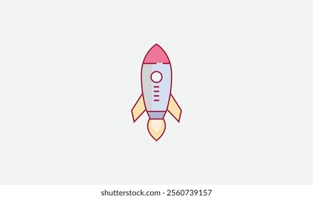 A sleek rocket vector design with dynamic lines and bold curves, symbolizing speed, innovation, and ambition. Perfect for space, tech, or startup-themed projects.