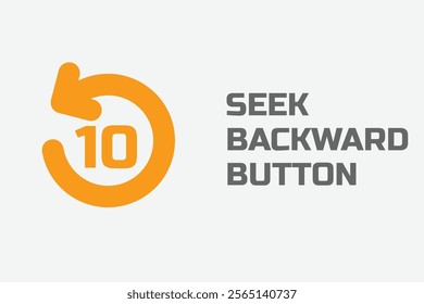 A sleek seek backward ten seconds icon. Designed with minimalistic and modern aesthetics. Seek Backward Icon. Seek 10 seconds backward icon