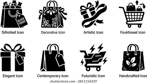 A sleek shopping bag icon featuring a BF tag, specifically designed to represent Black Friday sales, special events, and holiday shopping promotions.