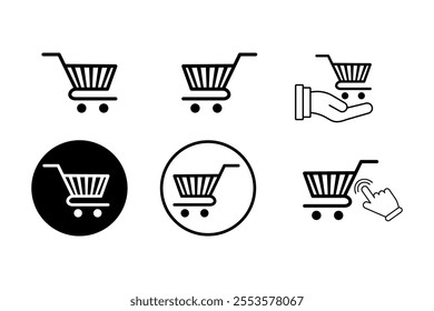 Sleek shopping cart designs for successful e-commerce, Eye-catching supermarket symbols for promotional advertising, cart, shopping, icon, commerce, retail, purchase, basket, checkout, buy, store