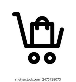 A sleek shopping cart icon perfect for e-commerce platforms, online stores, and retail applications. Ideal for indicating shopping actions, adding items to cart, and checkout processes.