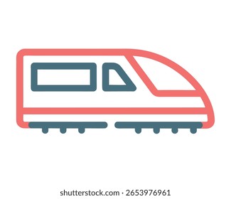 Sleek side outline of a bullet train, possibly for animal illustration or transportation design projects. CMYK color model.
