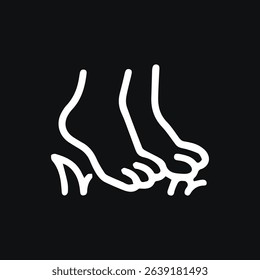 A sleek silhouette featuring feet in high heels. Ideal for themes of fashion, elegance, and modern design against a black background.