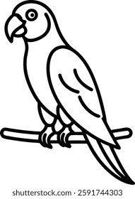 A sleek silhouette illustration of a parrot perched gracefully on a branch. This vector design captures the elegance and beauty of the bird in a simple, minimalist style, perfect for nature 