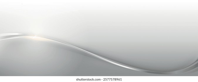 Sleek silver background with smooth gradient. The background features silver waves, creating a modern and elegant texture. Wave background vector. Silver background.