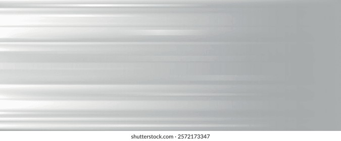 Sleek silver background with a smooth, metallic texture. The silver background features horizontal streaks, creating a modern, dynamic look. Gradient aesthetic background vector. Gray background.