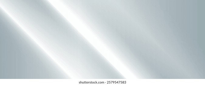 Sleek silver background with a smooth, metallic texture. The silver background features a gradient with a glossy, reflective finish. Gradient neon background vector. Gray background.