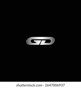 Sleek Silver GD Linked Monogram Logo with black background. 