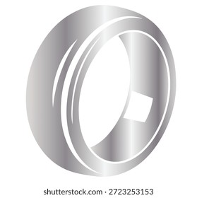 Un elegante logo plateado con un fondo negro