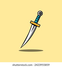 A sleek silver sword with a detailed blue hilt - Vector