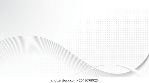 Sleek Silver Wave Pattern Background with Subtle Halftone Dots, Elegant Minimalist Design for Modern Presentations and Digital Media Projects, High-Resolution Texture