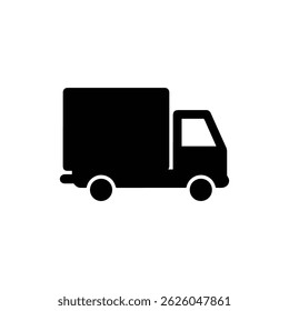 Sleek Simple Black Delivery Truck Icon with Side Profile Design