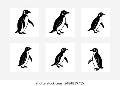 A sleek and simple black silhouette of a penguin, perfect for logos, icons, and minimalist design projects.