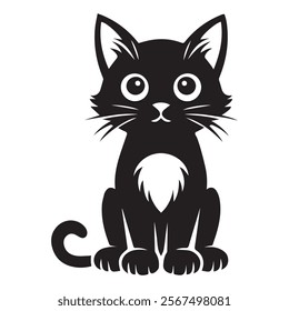 A sleek and simple silhouette of a sitting cat, showcasing elegant lines and a calm demeanor. Perfect for use in pet-related designs, logos, and minimalistic artwork.