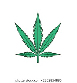 Ilustración vectorial simple y brillante de una hoja de hierba, perfecta para logotipos e íconos. Un diseño limpio y minimalista para los negocios relacionados con el cannabis.