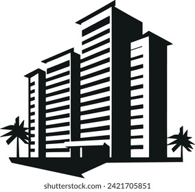 Sleek and Simplistic: Captivating Minimalistic Building Glyph Vector Art for Your Design Projects