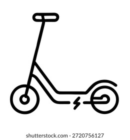 Un elegante icono de una sola línea de un moderno scooter eléctrico.