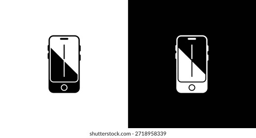 Um elegante ícone de smartphone com um inovador efeito visual de tela dividida, adequado para ilustrar as opções de interface do usuário.
