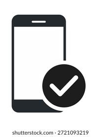 Una elegante silueta de smartphone con una marca de verificación que simboliza la Aprobación o la confirmación.