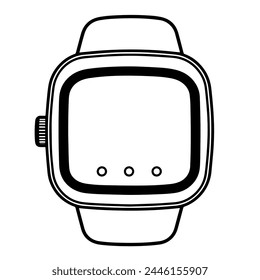 Sleek smartwatch outline vector, ideal for wearable technology projects.