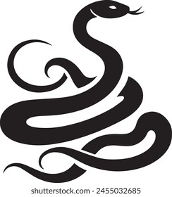 Sleek Snake Silhouette black vector illustration.